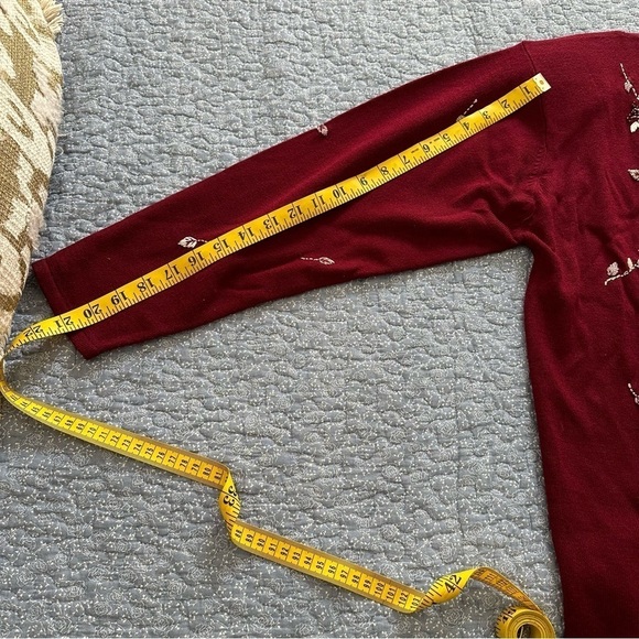 Victoria Harbour Vtg Cardigan Burgundy Beaded Cottagecore Granny Embroidery Sz M - Picture 9 of 12